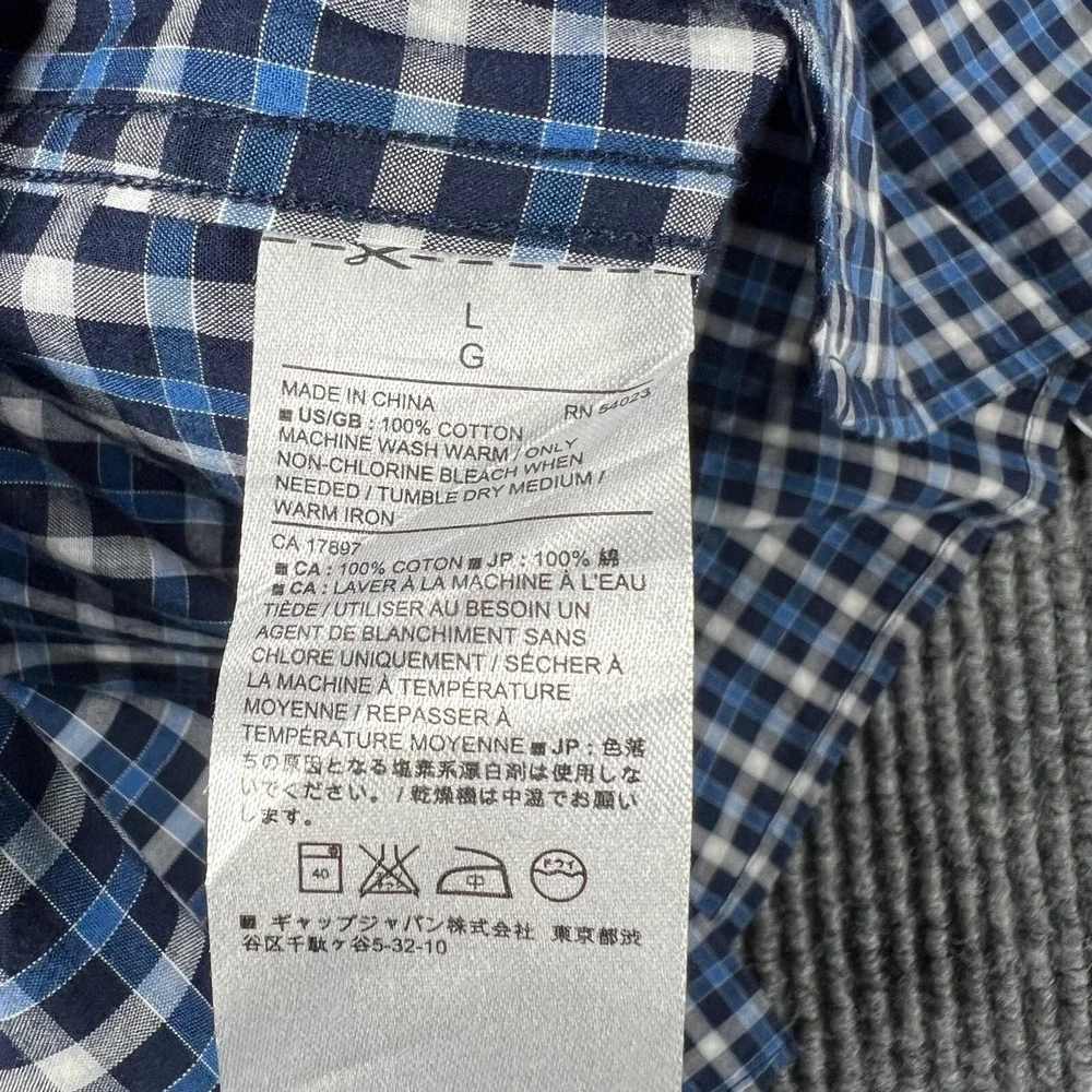 Banana Republic Shirt Mens Large Blue Plaid Long Sleeve Button Up Slim Fit